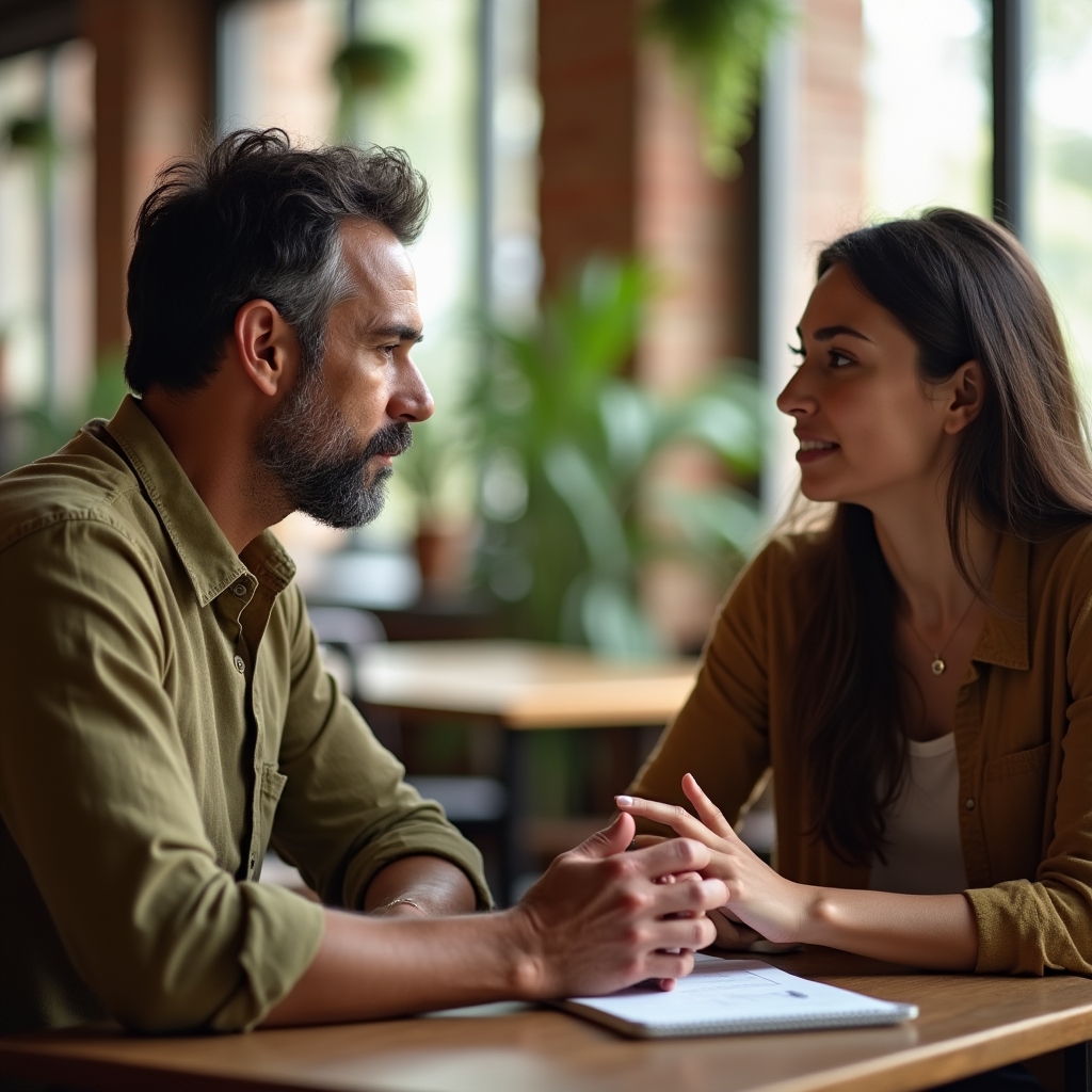 A facilitator working closely with a new manager during a coaching exercise